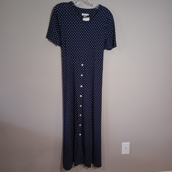 Talbots Dresses & Skirts - Talbots vintage polka dot star print Button Front Patriotic  Maxi dress Size L